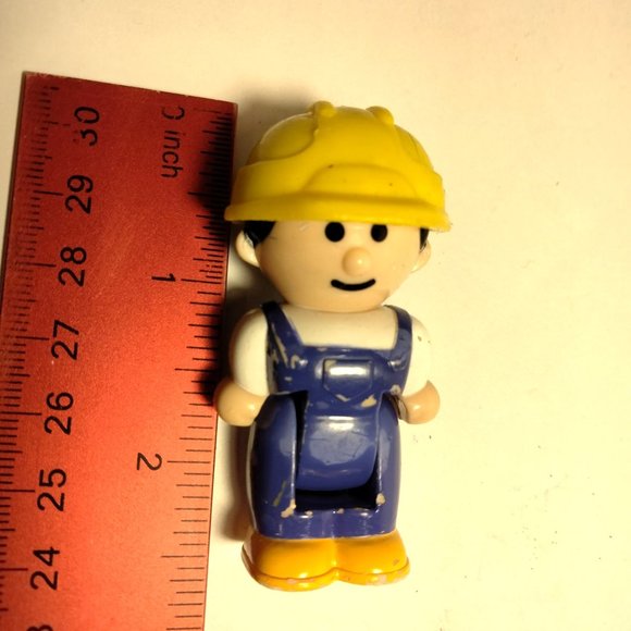 Fisher Price Little People Construction Worker Blue Overalls Hat toy - Picture 4 of 4